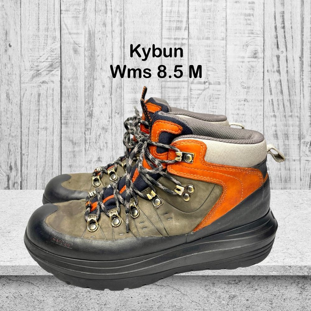 Kybun Womens Baekdu Orange Nubuck WTRPF Leather Ankle Hiking Boots Size 8.5M
